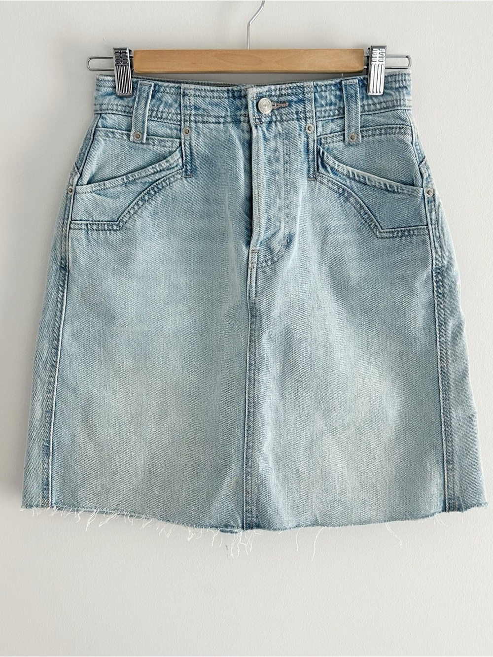 We The Free Suzy button fly raw hem denim skirt